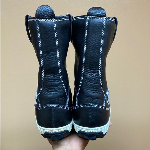 Timberland Genuine Leather Fleece Lined Black White Cream Boots Size 6M - Picture 14 of 16